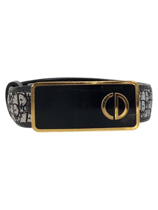 Dior Vintage Oblique 70 cm Black Gold Canvas Belt main image 6